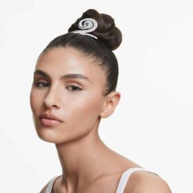 Agrafă de păr Ariana Grande X Swarovski cu tăietură baguette, albă, placată cu rodiu