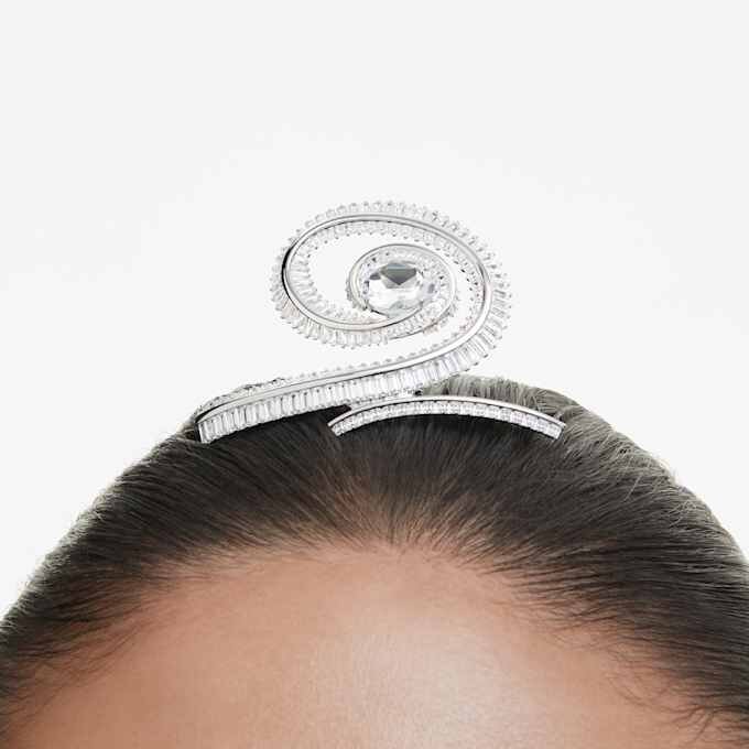 Agrafă de păr Ariana Grande X Swarovski cu tăietură baguette, albă, placată cu rodiu Agrafă de păr Ariana Grande X Swarovski cu tăietură baguette, albă, placată cu rodiu