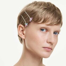 Ariana Grande X Swarovski – Agrafe de păr cu tăieturi mixte, libelulă, floare, multicolor, placate cu rodiu