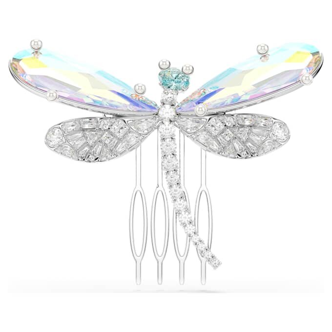 Ariana Grande X Swarovski Broșă și accesoriu pentru păr cu perle de cristal, tăieturi mixte, libelulă, alb, placat cu rodiu Ariana Grande X Swarovski Broșă și accesoriu pentru păr cu perle de cristal, tăieturi mixte, libelulă, alb, placat cu rodiu
