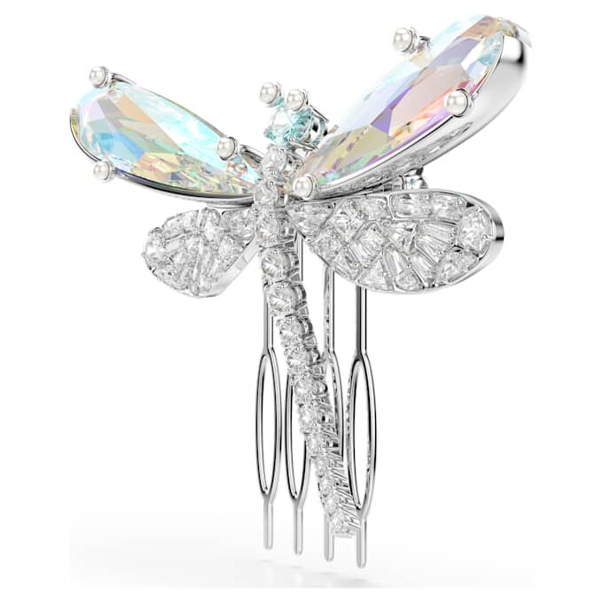 Ariana Grande X Swarovski Broșă și accesoriu pentru păr cu perle de cristal, tăieturi mixte, libelulă, alb, placat cu rodiu Ariana Grande X Swarovski Broșă și accesoriu pentru păr cu perle de cristal, tăieturi mixte, libelulă, alb, placat cu rodiu