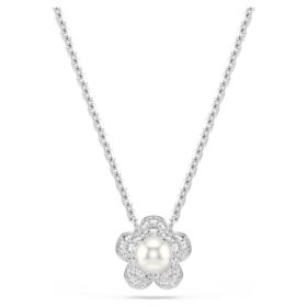 Ariana Grande X Swarovski Pandantiv cu perlă de cristal, tăietură rotundă, floare, alb, placat cu rodiu Ariana Grande X Swarovski Pandantiv cu perlă de cristal, tăietură rotundă, floare, alb, placat cu rodiu