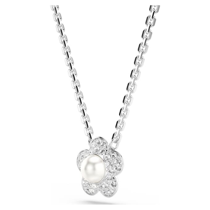 Ariana Grande X Swarovski Pandantiv cu perlă de cristal, tăietură rotundă, floare, alb, placat cu rodiu Ariana Grande X Swarovski Pandantiv cu perlă de cristal, tăietură rotundă, floare, alb, placat cu rodiu