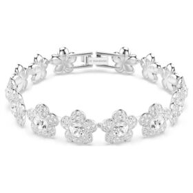Brățară Ariana Grande X Swarovski cu cristale rotunde, flori, albă, placată cu rodiu Brățară Ariana Grande X Swarovski cu cristale rotunde, flori, albă, placată cu rodiu