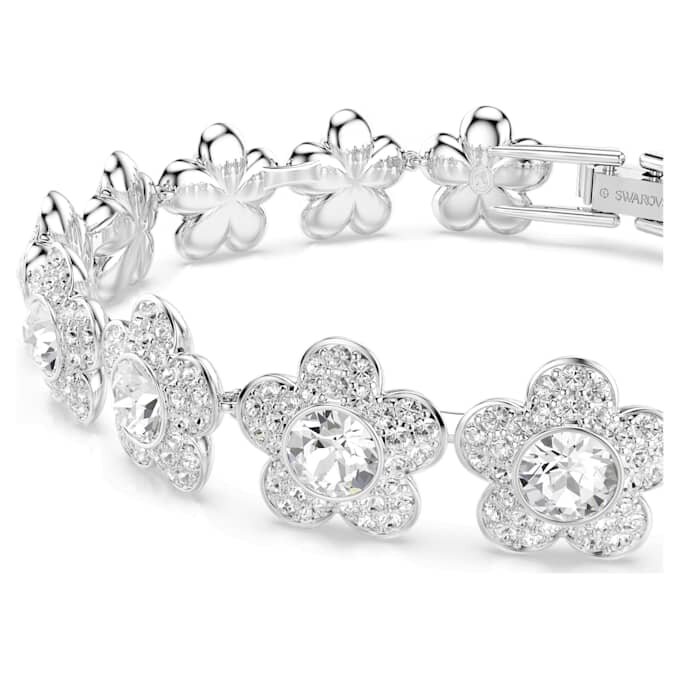 Brățară Ariana Grande X Swarovski cu cristale rotunde, flori, albă, placată cu rodiu Brățară Ariana Grande X Swarovski cu cristale rotunde, flori, albă, placată cu rodiu