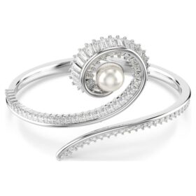 Brățară Ariana Grande X Swarovski cu perle de cristal, tăietură baguette, albă, placată cu rodiu Brățară Ariana Grande X Swarovski cu perle de cristal, tăietură baguette, albă, placată cu rodiu