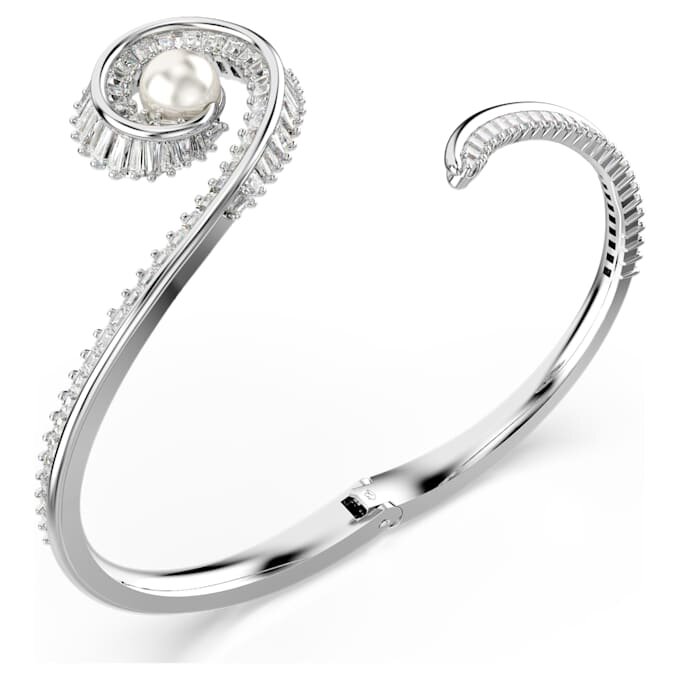 Brățară Ariana Grande X Swarovski cu perle de cristal, tăietură baguette, albă, placată cu rodiu Brățară Ariana Grande X Swarovski cu perle de cristal, tăietură baguette, albă, placată cu rodiu