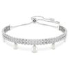 Brățară Ariana Grande X Swarovski cu perle de cristal, tăietură rotundă, albă, placată cu rodiu Brățară Ariana Grande X Swarovski cu perle de cristal, tăietură rotundă, albă, placată cu rodiu
