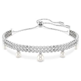 Brățară Ariana Grande X Swarovski cu perle de cristal, tăietură rotundă, albă, placată cu rodiu Brățară Ariana Grande X Swarovski cu perle de cristal, tăietură rotundă, albă, placată cu rodiu