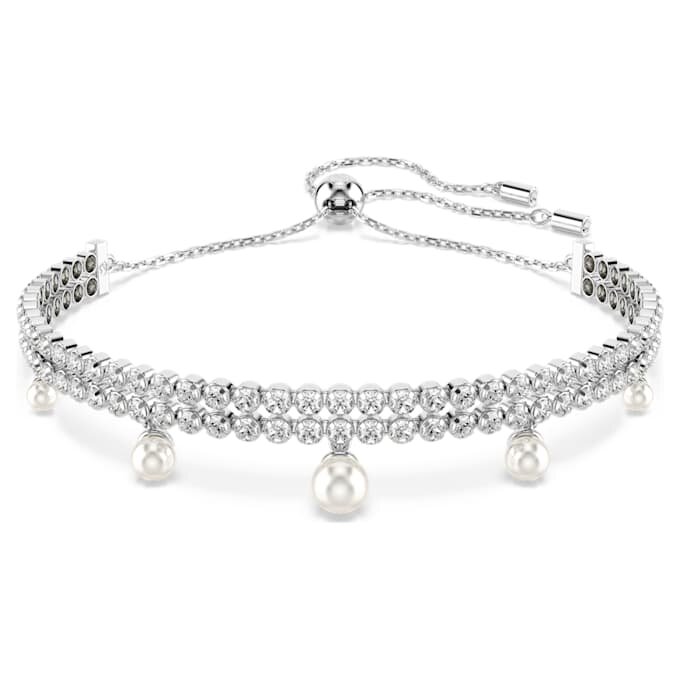 Brățară Ariana Grande X Swarovski cu perle de cristal, tăietură rotundă, albă, placată cu rodiu Brățară Ariana Grande X Swarovski cu perle de cristal, tăietură rotundă, albă, placată cu rodiu