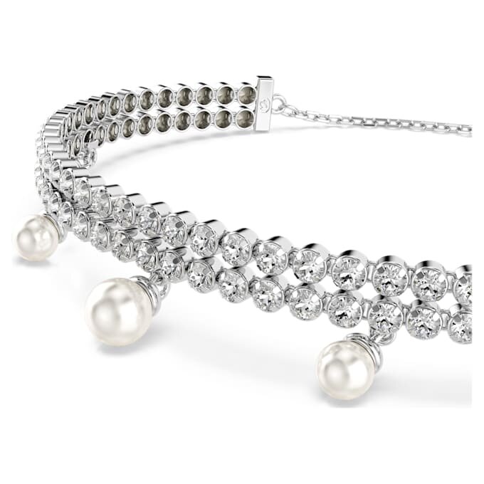 Brățară Ariana Grande X Swarovski cu perle de cristal, tăietură rotundă, albă, placată cu rodiu Brățară Ariana Grande X Swarovski cu perle de cristal, tăietură rotundă, albă, placată cu rodiu