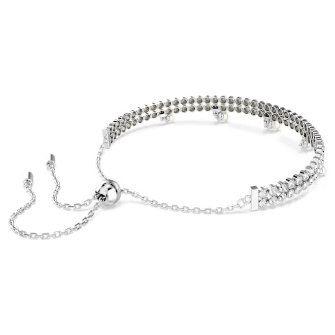 Brățară Ariana Grande X Swarovski cu perle de cristal, tăietură rotundă, albă, placată cu rodiu Brățară Ariana Grande X Swarovski cu perle de cristal, tăietură rotundă, albă, placată cu rodiu