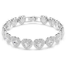 Brățară Ariana Grande X Swarovski cu tăieturi mixte, inimioare, albă, placată cu rodiu Brățară Ariana Grande X Swarovski cu tăieturi mixte, inimioare, albă, placată cu rodiu