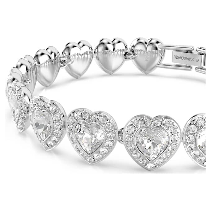 Brățară Ariana Grande X Swarovski cu tăieturi mixte, inimioare, albă, placată cu rodiu Brățară Ariana Grande X Swarovski cu tăieturi mixte, inimioare, albă, placată cu rodiu