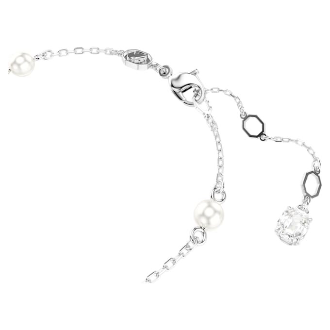 Brățară Șarpe cu perle de cristal, tăieturi mixte, Anul Șarpelui, albă, placată cu rodiu Brățară Șarpe cu perle de cristal, tăieturi mixte, Anul Șarpelui, albă, placată cu rodiu