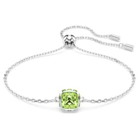 Brățară cu piatră zodiacală, tăietură pătrată, august, verde, placată cu rodiu