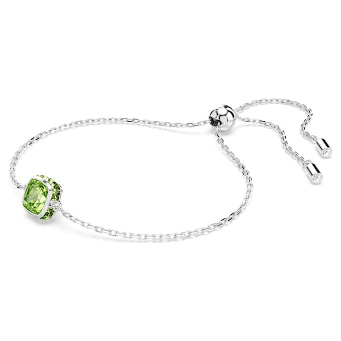 Brățară cu piatră zodiacală, tăietură pătrată, august, verde, placată cu rodiu Brățară cu piatră zodiacală, tăietură pătrată, august, verde, placată cu rodiu