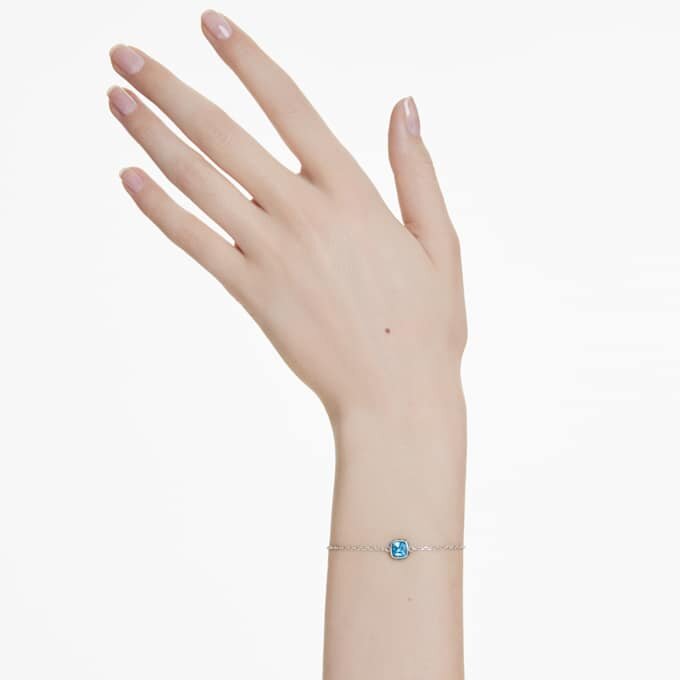 Brățară cu piatră zodiacală, tăietură pătrată, decembrie, albastră, placată cu rodiu Brățară cu piatră zodiacală, tăietură pătrată, decembrie, albastră, placată cu rodiu