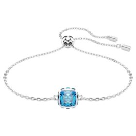 Brățară cu piatră zodiacală, tăietură pătrată, decembrie, albastră, placată cu rodiu