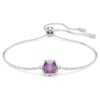 Brățară cu piatră zodiacală, tăietură pătrată, februarie, violet, placată cu rodiu Brățară cu piatră zodiacală, tăietură pătrată, februarie, violet, placată cu rodiu