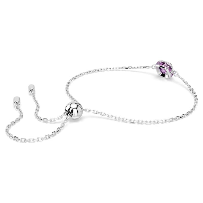 Brățară cu piatră zodiacală, tăietură pătrată, februarie, violet, placată cu rodiu Brățară cu piatră zodiacală, tăietură pătrată, februarie, violet, placată cu rodiu