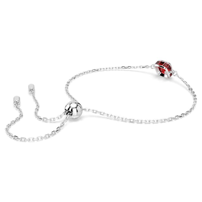 Brățară cu piatră zodiacală, tăietură pătrată, ianuarie, roșu, placată cu rodiu Brățară cu piatră zodiacală, tăietură pătrată, ianuarie, roșu, placată cu rodiu