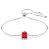 Brățară cu piatră zodiacală, tăietură pătrată, iulie, roșu, placată cu rodiu Brățară cu piatră zodiacală, tăietură pătrată, iulie, roșu, placată cu rodiu