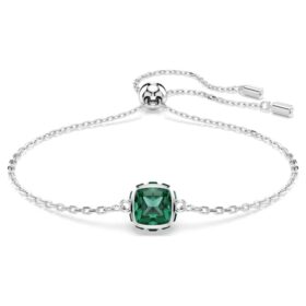 Brățară cu piatră zodiacală, tăietură pătrată, luna mai, verde, placată cu rodiu Brățară cu piatră zodiacală, tăietură pătrată, luna mai, verde, placată cu rodiu