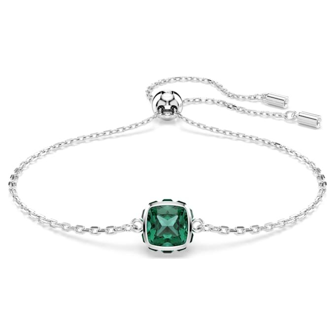 Brățară cu piatră zodiacală, tăietură pătrată, luna mai, verde, placată cu rodiu Brățară cu piatră zodiacală, tăietură pătrată, luna mai, verde, placată cu rodiu