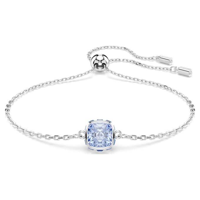 Brățară cu piatră zodiacală, tăietură pătrată, martie, albastră, placată cu rodiu Brățară cu piatră zodiacală, tăietură pătrată, martie, albastră, placată cu rodiu