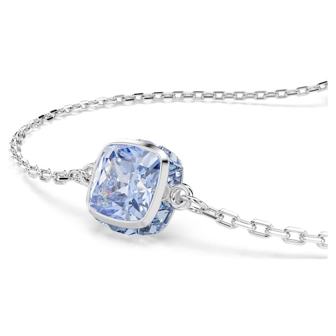 Brățară cu piatră zodiacală, tăietură pătrată, martie, albastră, placată cu rodiu Brățară cu piatră zodiacală, tăietură pătrată, martie, albastră, placată cu rodiu