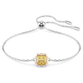 Brățară cu piatră zodiacală, tăietură pătrată, noiembrie, galben, placată cu rodiu Brățară cu piatră zodiacală, tăietură pătrată, noiembrie, galben, placată cu rodiu