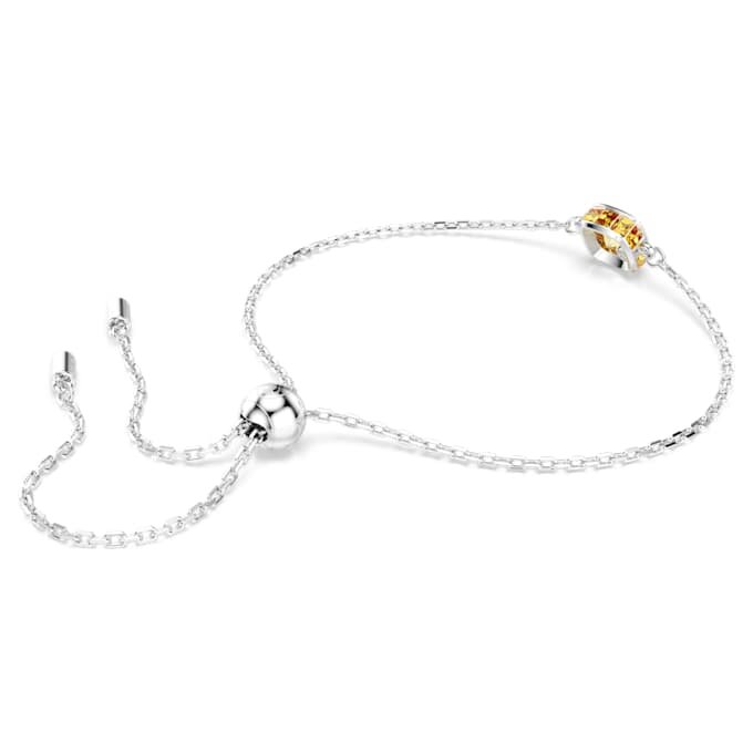 Brățară cu piatră zodiacală, tăietură pătrată, noiembrie, galben, placată cu rodiu Brățară cu piatră zodiacală, tăietură pătrată, noiembrie, galben, placată cu rodiu