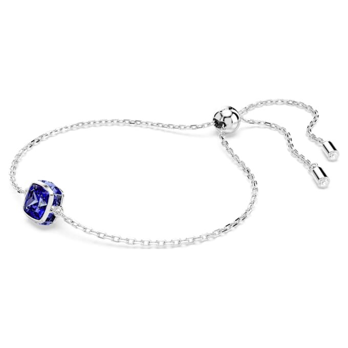 Brățară cu piatră zodiacală, tăietură pătrată, septembrie, albastru, placată cu rodiu Brățară cu piatră zodiacală, tăietură pătrată, septembrie, albastru, placată cu rodiu