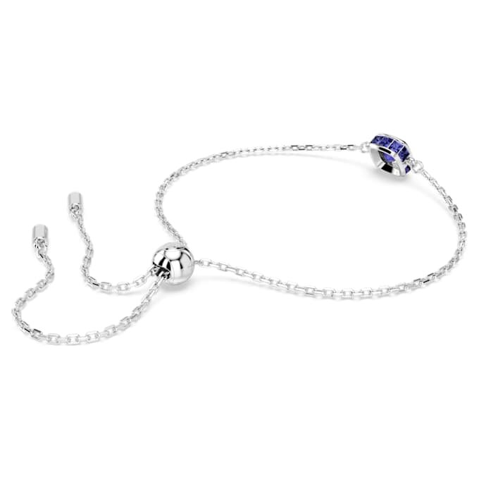 Brățară cu piatră zodiacală, tăietură pătrată, septembrie, albastru, placată cu rodiu Brățară cu piatră zodiacală, tăietură pătrată, septembrie, albastru, placată cu rodiu