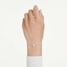 Brățară Eternity cu diamante create în laborator, 0,5 carate în total, în formă de inimă, argint sterling Brățară Eternity cu diamante create în laborator, 0,5 carate în total, în formă de inimă, argint sterling