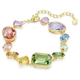 Brățară Gema cu tăieturi mixte, multicoloră, placată cu aur Brățară Gema cu tăieturi mixte, multicoloră, placată cu aur