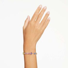 Brățară Gema cu tăieturi mixte, multicoloră, placată cu rodiu Brățară Gema cu tăieturi mixte, multicoloră, placată cu rodiu
