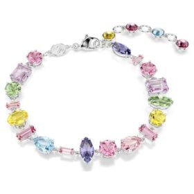 Brățară Gema cu tăieturi mixte, multicoloră, placată cu rodiu Brățară Gema cu tăieturi mixte, multicoloră, placată cu rodiu