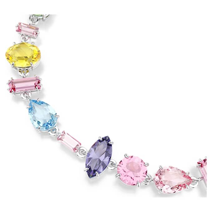 Brățară Gema cu tăieturi mixte, multicoloră, placată cu rodiu Brățară Gema cu tăieturi mixte, multicoloră, placată cu rodiu