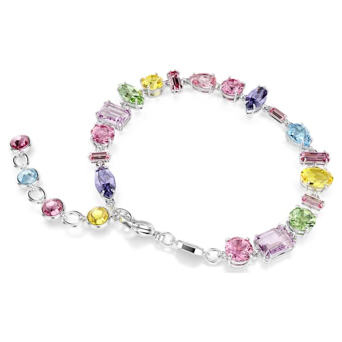Brățară Gema cu tăieturi mixte, multicoloră, placată cu rodiu Brățară Gema cu tăieturi mixte, multicoloră, placată cu rodiu