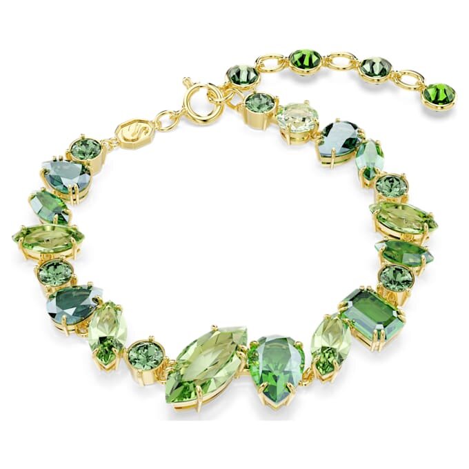 Brățară Gema cu tăieturi mixte, verde, placată cu aur Brățară Gema cu tăieturi mixte, verde, placată cu aur