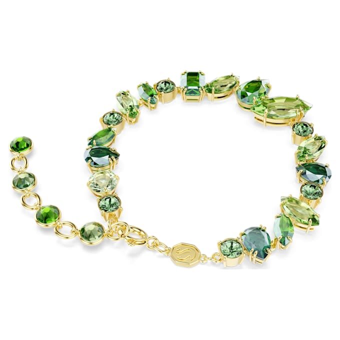 Brățară Gema cu tăieturi mixte, verde, placată cu aur Brățară Gema cu tăieturi mixte, verde, placată cu aur