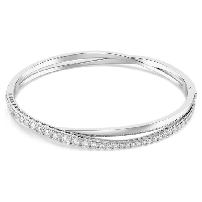 Brățară Hyperbola cu tăietură rotundă, albă, placată cu rodiu Brățară Hyperbola cu tăietură rotundă, albă, placată cu rodiu