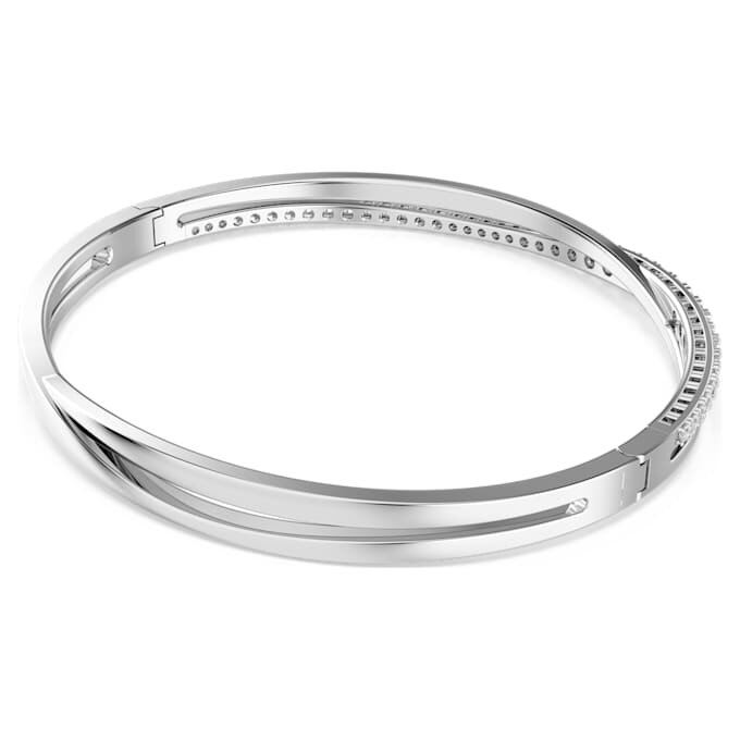 Brățară Hyperbola cu tăietură rotundă, albă, placată cu rodiu Brățară Hyperbola cu tăietură rotundă, albă, placată cu rodiu