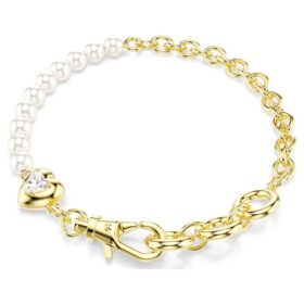 Brățară Idyllia cu perle de cristal, albă, placată cu aur Brățară Idyllia cu perle de cristal, albă, placată cu aur