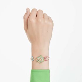 Brățară Idyllia cu tăieturi mixte, floare, multicoloră, placată în nuanțe aurii Brățară Idyllia cu tăieturi mixte, floare, multicoloră, placată în nuanțe aurii