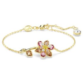 Brățară Idyllia cu tăieturi mixte, floare, multicoloră, placată în nuanțe aurii Brățară Idyllia cu tăieturi mixte, floare, multicoloră, placată în nuanțe aurii