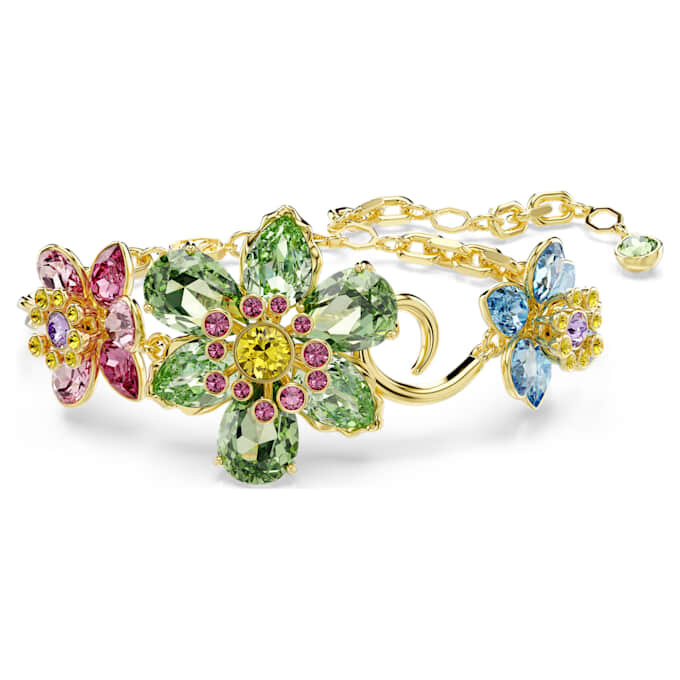 Brățară Idyllia cu tăieturi mixte, floare, multicoloră, placată în nuanțe aurii Brățară Idyllia cu tăieturi mixte, floare, multicoloră, placată în nuanțe aurii