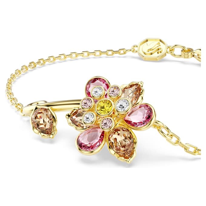 Brățară Idyllia cu tăieturi mixte, floare, multicoloră, placată în nuanțe aurii Brățară Idyllia cu tăieturi mixte, floare, multicoloră, placată în nuanțe aurii